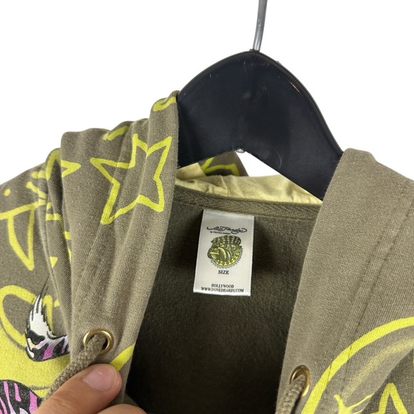 Vintage Y2K Women’s Ed Hardy All Over Print Streetwear Full Zip Hoodie Size S - Picture 9 of 10